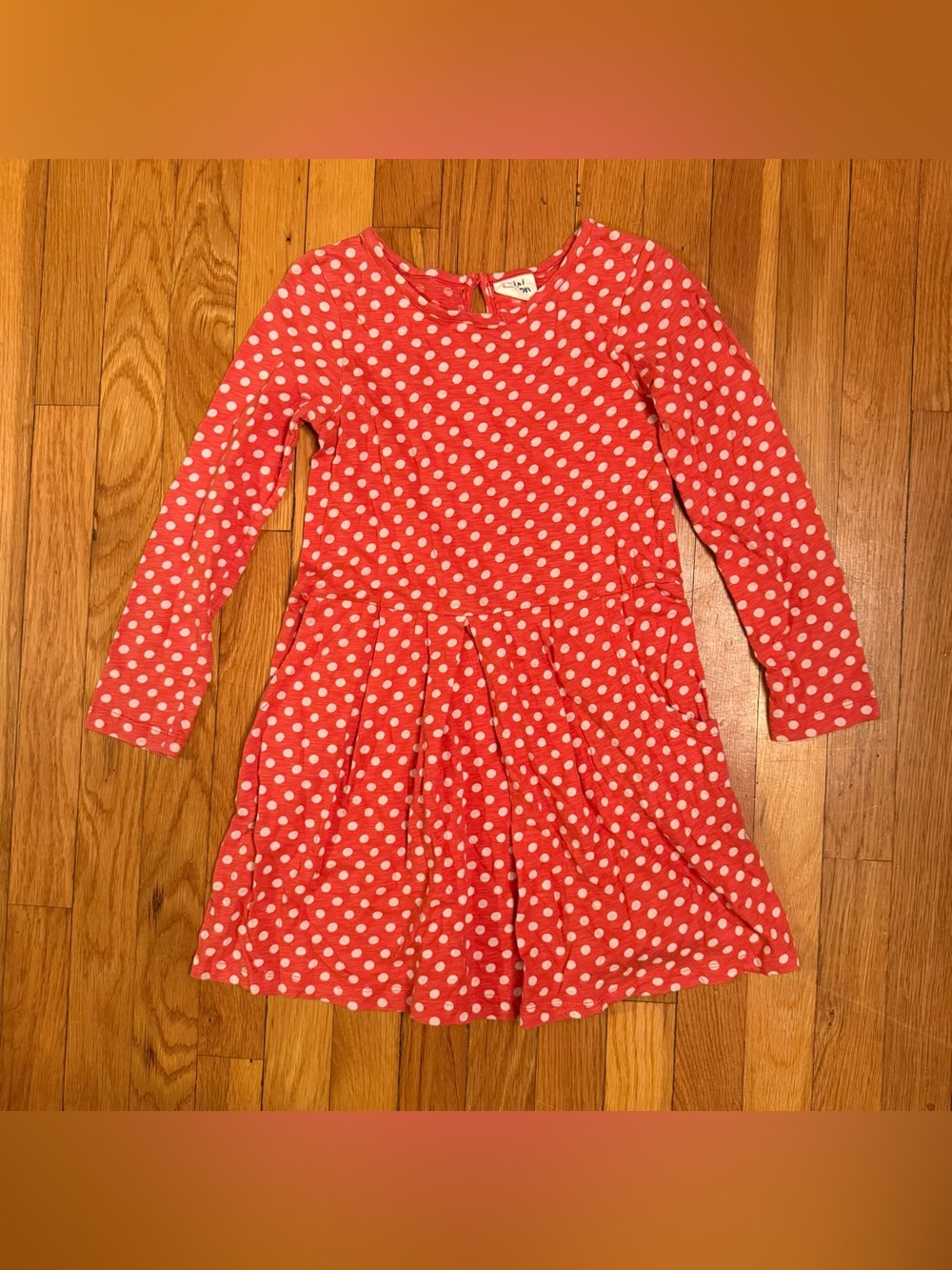 Mini Boden Girls polka dot long sleeve dress size 7-8